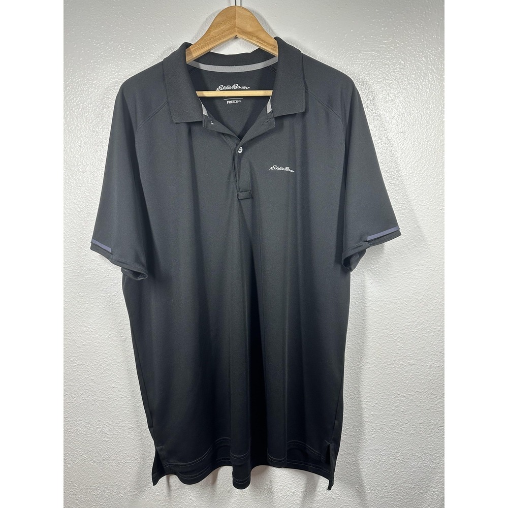 Eddie Bauer Polo Shirt Mens 2XL Black FreeDry Performance Golf Athletic Tall